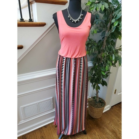 Bobbie Brooks Women's Pink & Black Rayon Sleeveless Scoop Neck Long Maxi Dress S - Picture 11 of 11